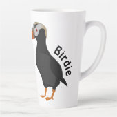 Schattige Crested Puffin Standing Cartoon Latte Mok (Rechts)