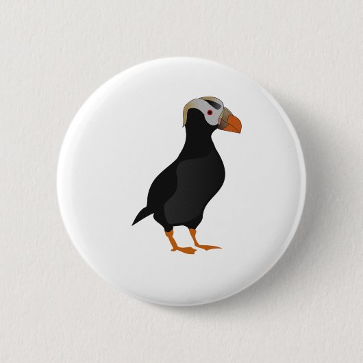 Schattige Crested Puffin Standing Cartoon Ronde Button 5,7 Cm (Voorkant)