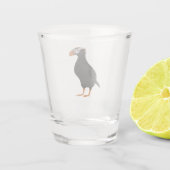 Schattige Crested Puffin Standing Cartoon Shot Glas (Achterkant)