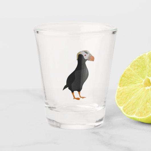 Schattige Crested Puffin Standing Cartoon Shot Glas (Voorkant)