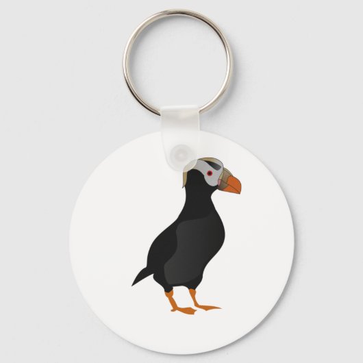 Schattige Crested Puffin Standing Cartoon Sleutelhanger (Voorkant)