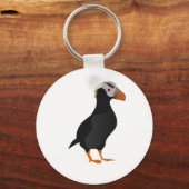 Schattige Crested Puffin Standing Cartoon Sleutelhanger (Voorkant)