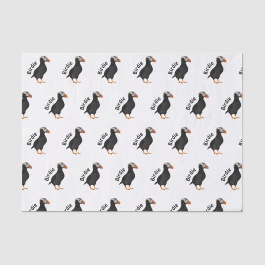 Schattige Crested Puffin Standing Cartoon Tissuepapier (Voorkant)
