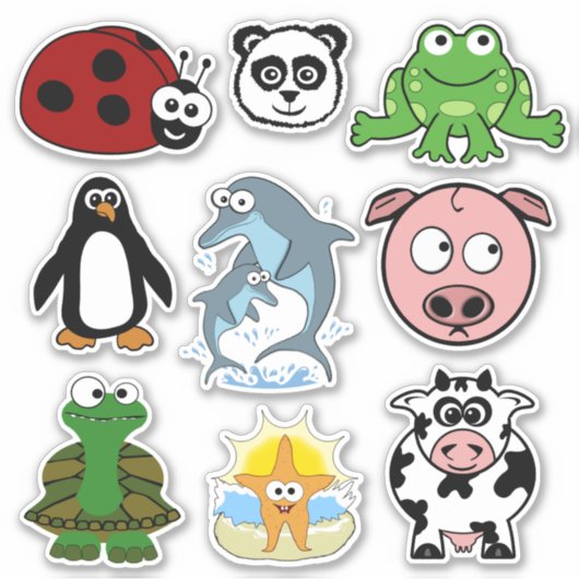 Schattige Critters assortiment Sticker (Voorkant)