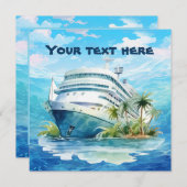 Schattige cruiseschip strand feest kaart (Voorkant / Achterkant)