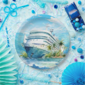 Schattige cruiseschip strand feest papieren bordje (Feest)