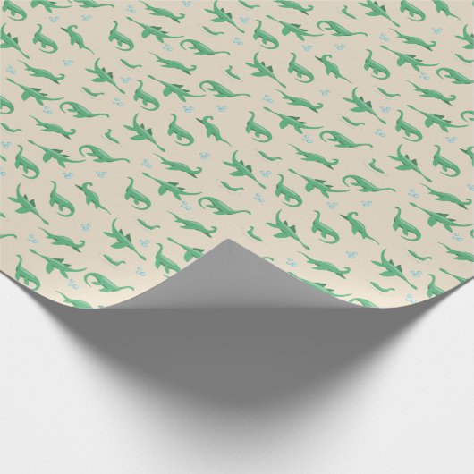 Schattige Cryptid Loch Ness Monster Naadloos Patro Cadeaupapier (Hoek)