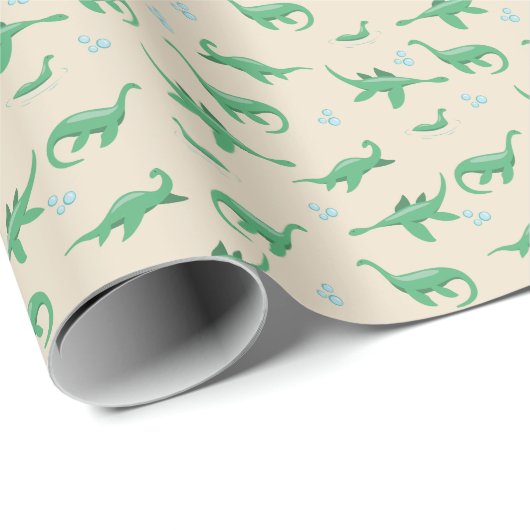 Schattige Cryptid Loch Ness Monster Naadloos Patro Cadeaupapier (Rol Hoek)