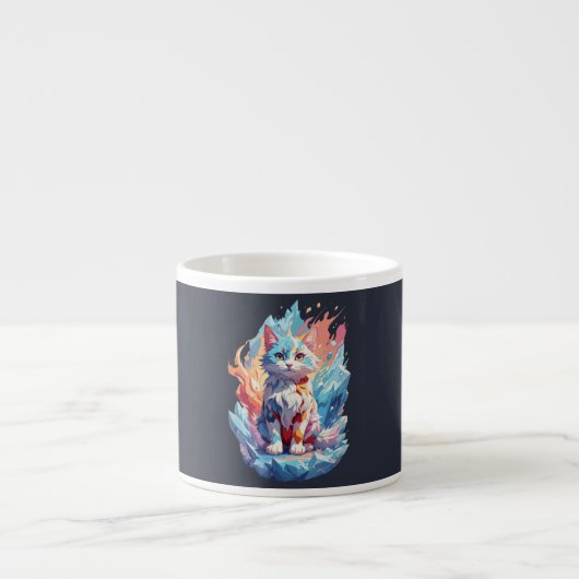 Schattige Crystal Fantasy Cat Design Espresso Kop (Voorkant)