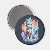 Schattige Crystal Fantasy Cat Design Magneet (Voorkant / Achterkant)
