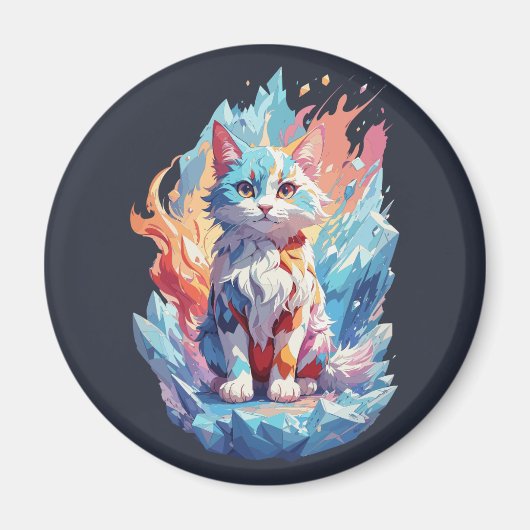 Schattige Crystal Fantasy Cat Design Magneet (Voorkant)