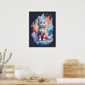 Schattige Crystal Fantasy Cat Design Poster (Keuken)
