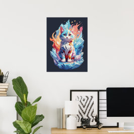 Schattige Crystal Fantasy Cat Design Poster
