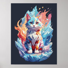 Schattige Crystal Fantasy Cat Design Poster