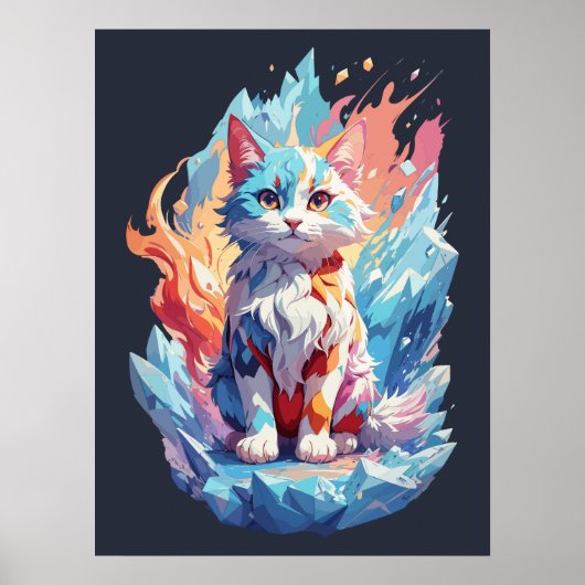 Schattige Crystal Fantasy Cat Design Poster (Voorkant)