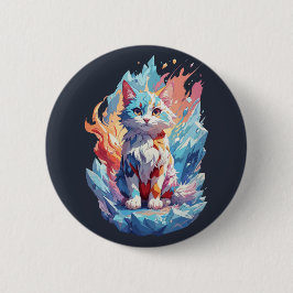 Schattige Crystal Fantasy Cat Design Ronde Button 5,7 Cm