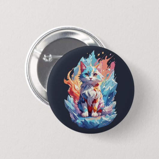 Schattige Crystal Fantasy Cat Design Ronde Button 5,7 Cm (Voorkant /achterkant)
