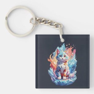 Schattige Crystal Fantasy Cat Design Sleutelhanger