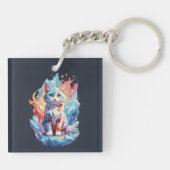 Schattige Crystal Fantasy Cat Design Sleutelhanger (Achterkant)
