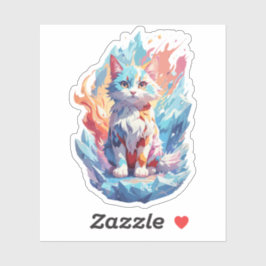 Schattige Crystal Fantasy Cat Design Sticker