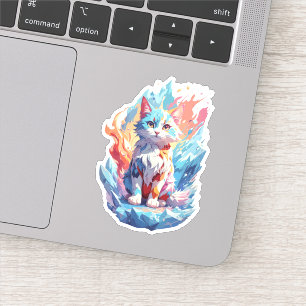 Schattige Crystal Fantasy Cat Design Sticker