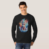 Schattige Crystal Fantasy Cat Design T-shirt (Voorkant volledig)