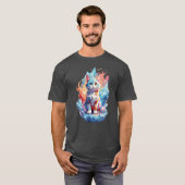 Schattige Crystal Fantasy Cat Design T-shirt (Voorkant volledig)