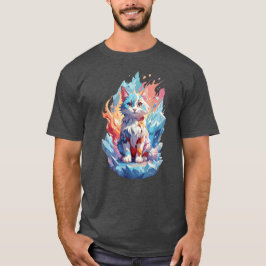 Schattige Crystal Fantasy Cat Design T-shirt
