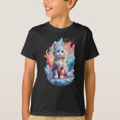 Schattige Crystal Fantasy Cat Design T-shirt (Voorkant)