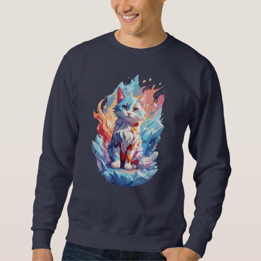 Schattige Crystal Fantasy Cat Design Trui (Voorkant)