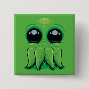 Schattige Cthulhu Gezicht Vierkante Button 5,1 Cm