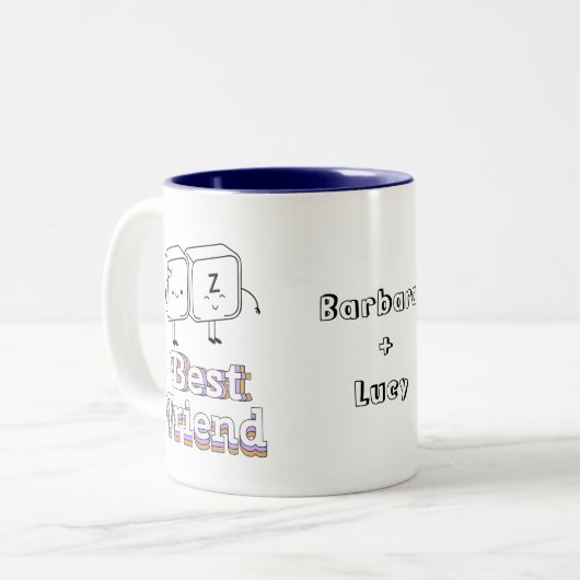 Schattige Ctrl+Z "ONGEDAAN MAKEN" | Beste vriend C Tweekleurige Koffiemok (Voorkant links)