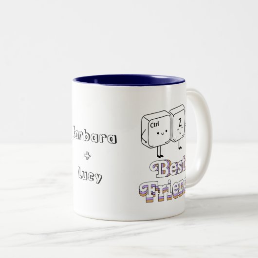 Schattige Ctrl+Z "ONGEDAAN MAKEN" | Beste vriend C Tweekleurige Koffiemok (Voorkant rechts)