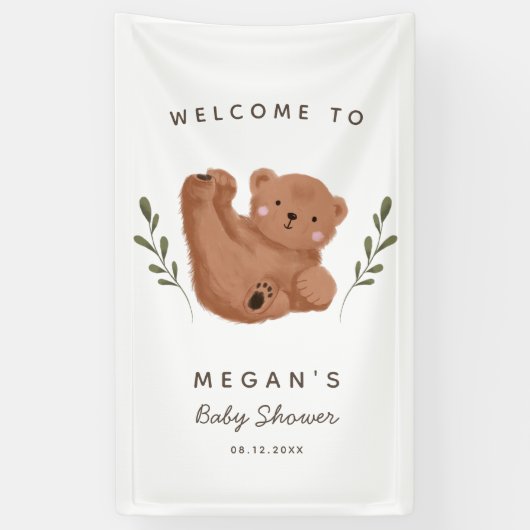 Schattige Cub Beer Baby shower Spandoek (Verticaal)