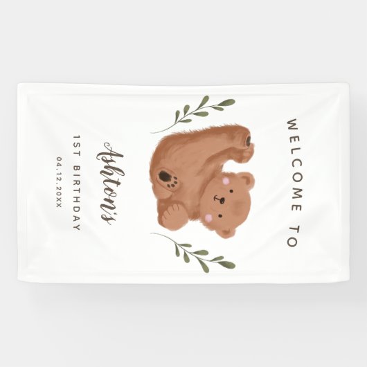 Schattige CUB Beer Boy Verjaardagsfeestje Welkom Spandoek (Horizontaal)