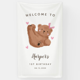 Schattige CUB Beer Meisje Verjaardagsfeestje Welko Spandoek