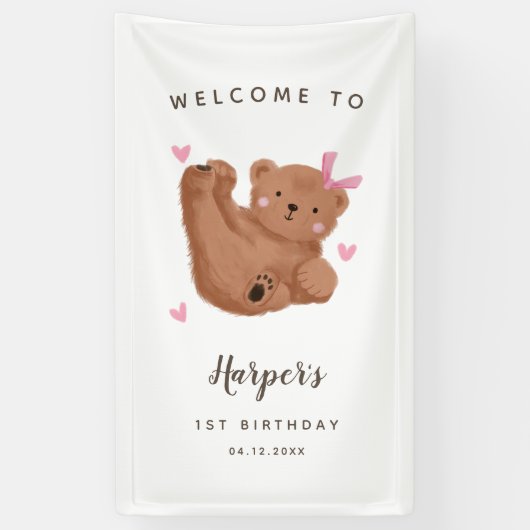 Schattige CUB Beer Meisje Verjaardagsfeestje Welko Spandoek (Verticaal)