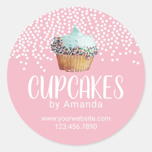 Schattige Cupcake Bakkerij Gebak Chef Sweet Pink Ronde Sticker (Voorkant)