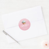 Schattige Cupcake Bakkerij Gebak Chef Sweet Pink Ronde Sticker (Envelop)