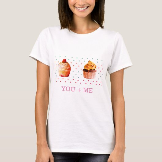 Schattige Cupcake Basic T-shirt, jij en ik T-shirt (Voorkant)