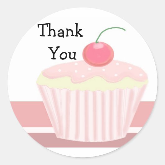 Schattige Cupcake Bedankt Ronde Sticker (Voorkant)