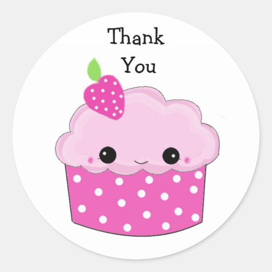 Schattige Cupcake Bedankt Ronde Sticker (Voorkant)