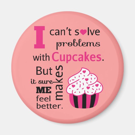 Schattige Cupcake citaat, Geluk Magneet (Voorkant)