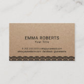 Schattige Cupcake Home Bakkerij Zwart Laced Kraft Visitekaartje (Achterkant)