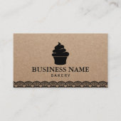 Schattige Cupcake Home Bakkerij Zwart Laced Kraft Visitekaartje (Voorkant)