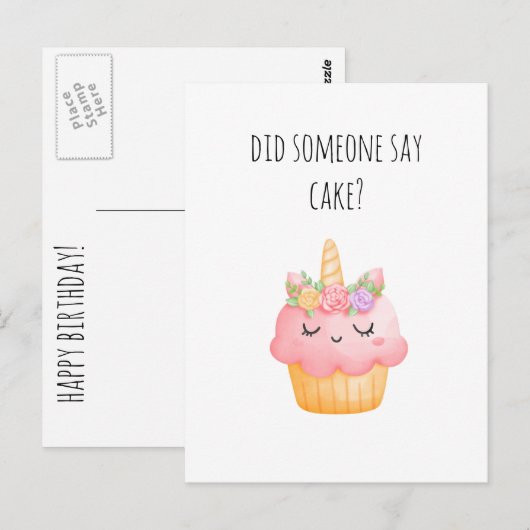 Schattige Cupcake Leuke Verjaardag Briefkaart (Voorkant / Achterkant)