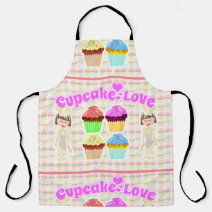 Schattige Cupcake Love Chef Cartoon Art Fun Schort