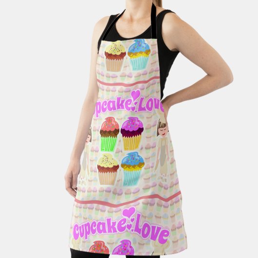 Schattige Cupcake Love Chef Cartoon Art Fun Schort (Insitu)