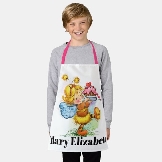 Schattige Cupcake Meisje Schort (Gedragen)