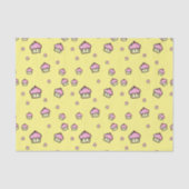 Schattige cupcake patroon Geel Tissue Paper Tissuepapier (Voorkant)